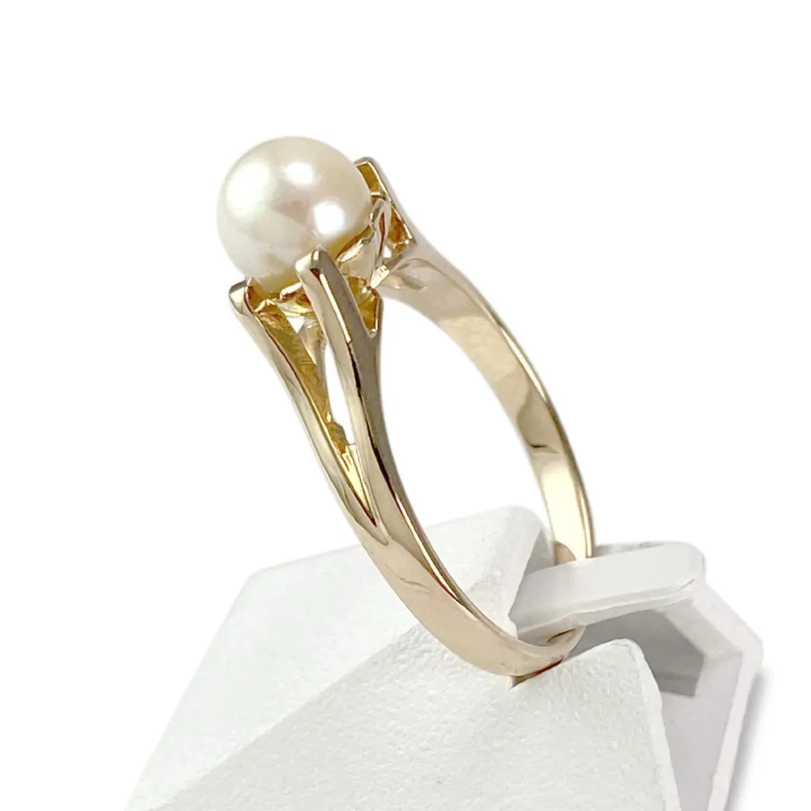 Bague d'occasion or 750 jaune perle de culture de chine