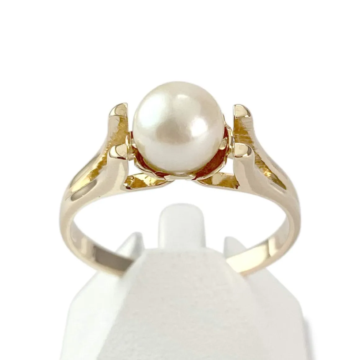 Bague d'occasion or 750 jaune perle de culture de chine