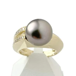 Bague d'occasion or 750 jaune perle de tahiti et diamants