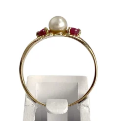 Bague d'occasion or 750 jaune perle de culture rubis