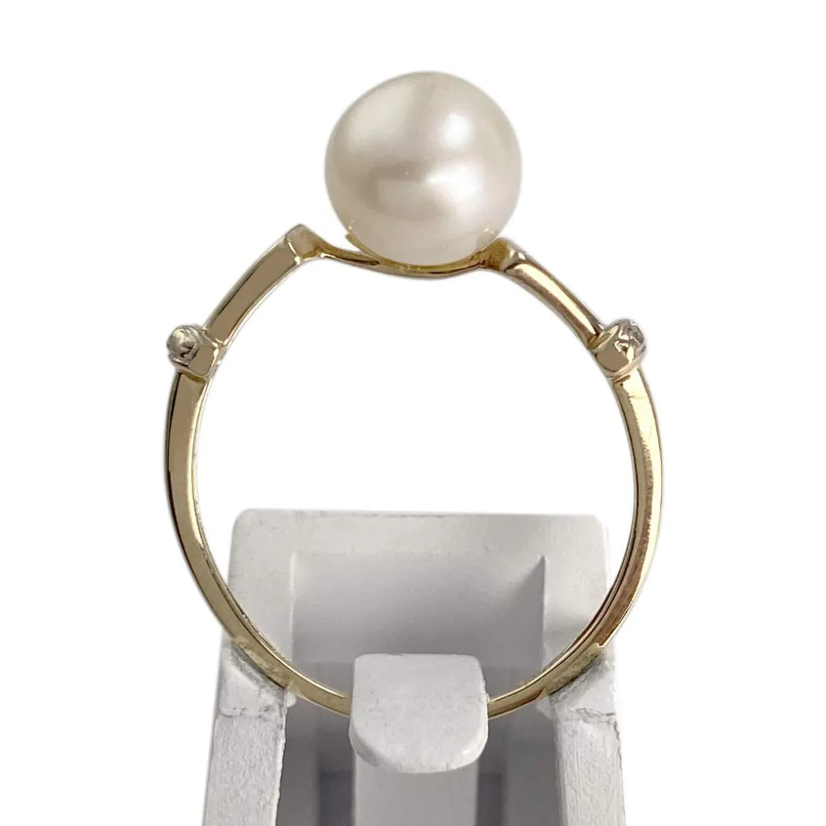 Bague d'occasion or 375 jaune perle de culture et diamants