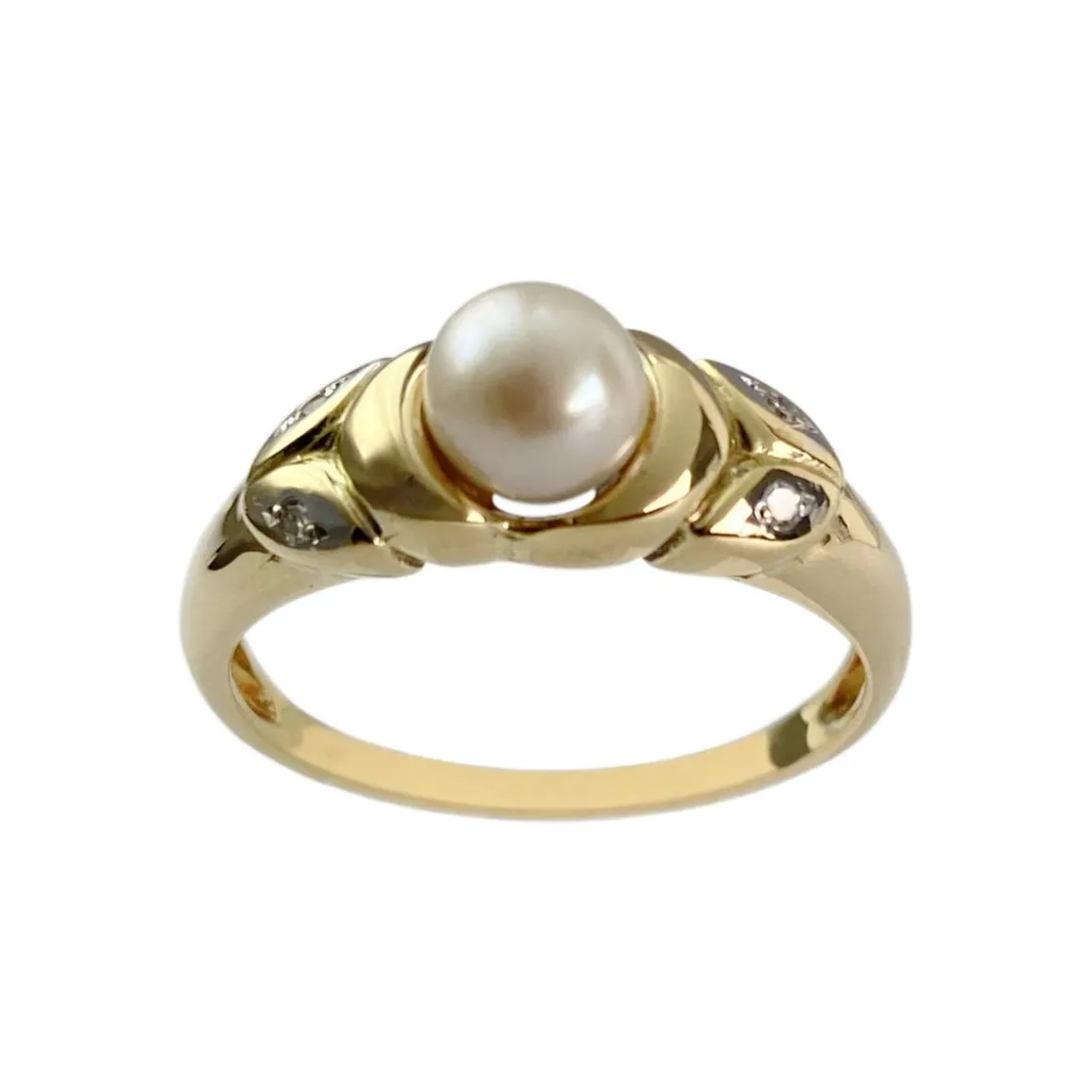 Bague d'occasion or 750 jaune perle de culture diamants