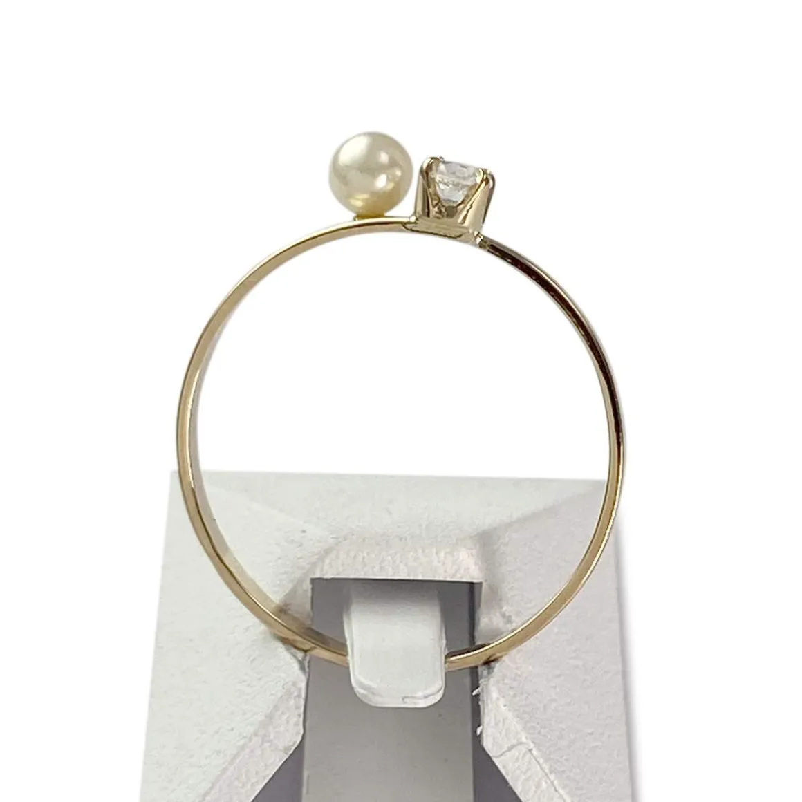 Bague d'occasion or 750 jaune perle de culture, zirconia
