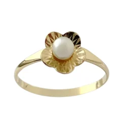 Bague d'occasion or 750 jaune perle de culture