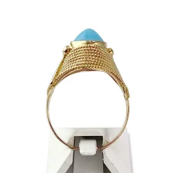 Bague d'occasion or 750 jaune pierre bleu