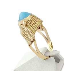 Bague d'occasion or 750 jaune pierre bleu