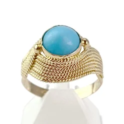 Bague d'occasion or 750 jaune pierre bleu