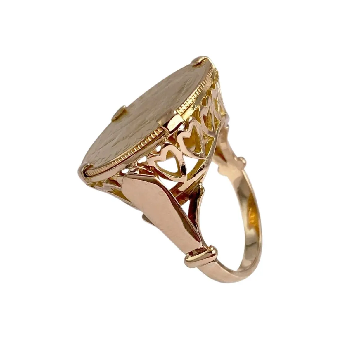 Bague d'occasion or 750 jaune porte-pièce République Française