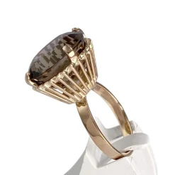 Bague d'occasion or 750 jaune quartz fumé