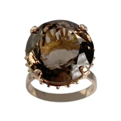 Bague d'occasion or 750 jaune quartz fumé