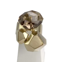Bague d'occasion or 585 jaune quartz fumé