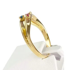 Bague d'occasion or 750 jaune rubis, saphir
