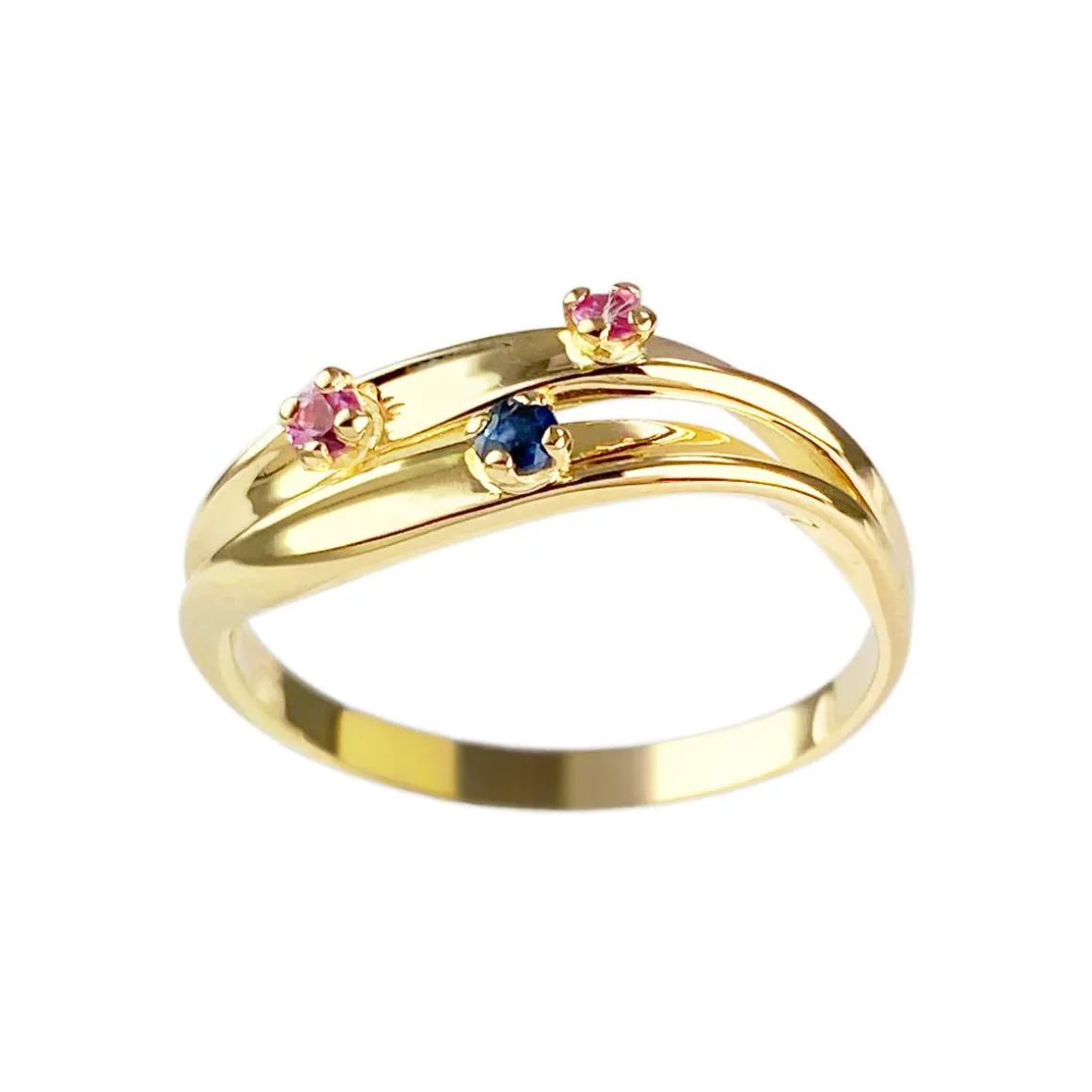 Bague d'occasion or 750 jaune rubis, saphir
