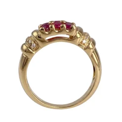 Bague d'occasion or 750 jaune rubis rouge et diamant