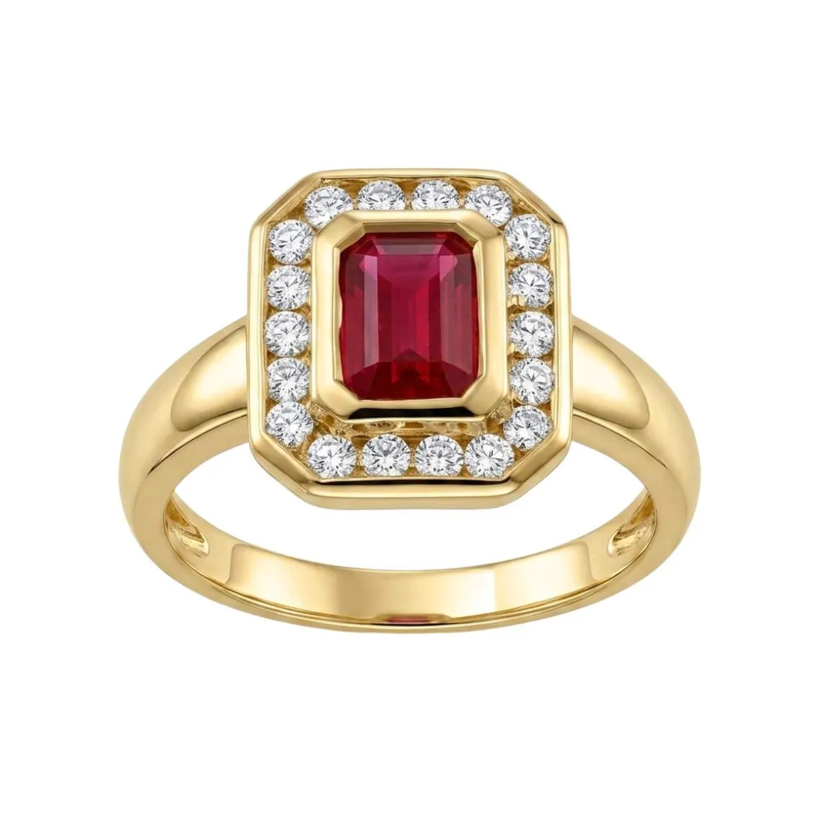 Bague d'occasion or 750 jaune rubis diamant