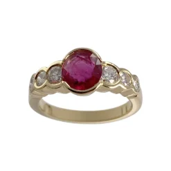 Bague d'occasion or 750 jaune rubis diamants