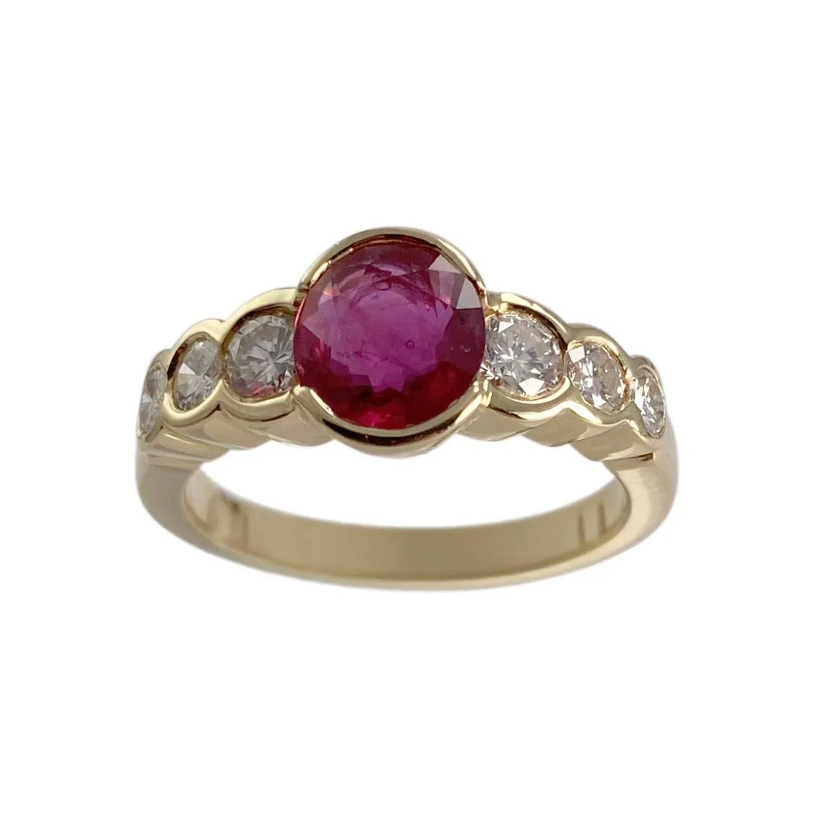 Bague d'occasion or 750 jaune rubis diamants