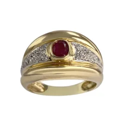 Bague d'occasion or 750 jaune rubis diamants