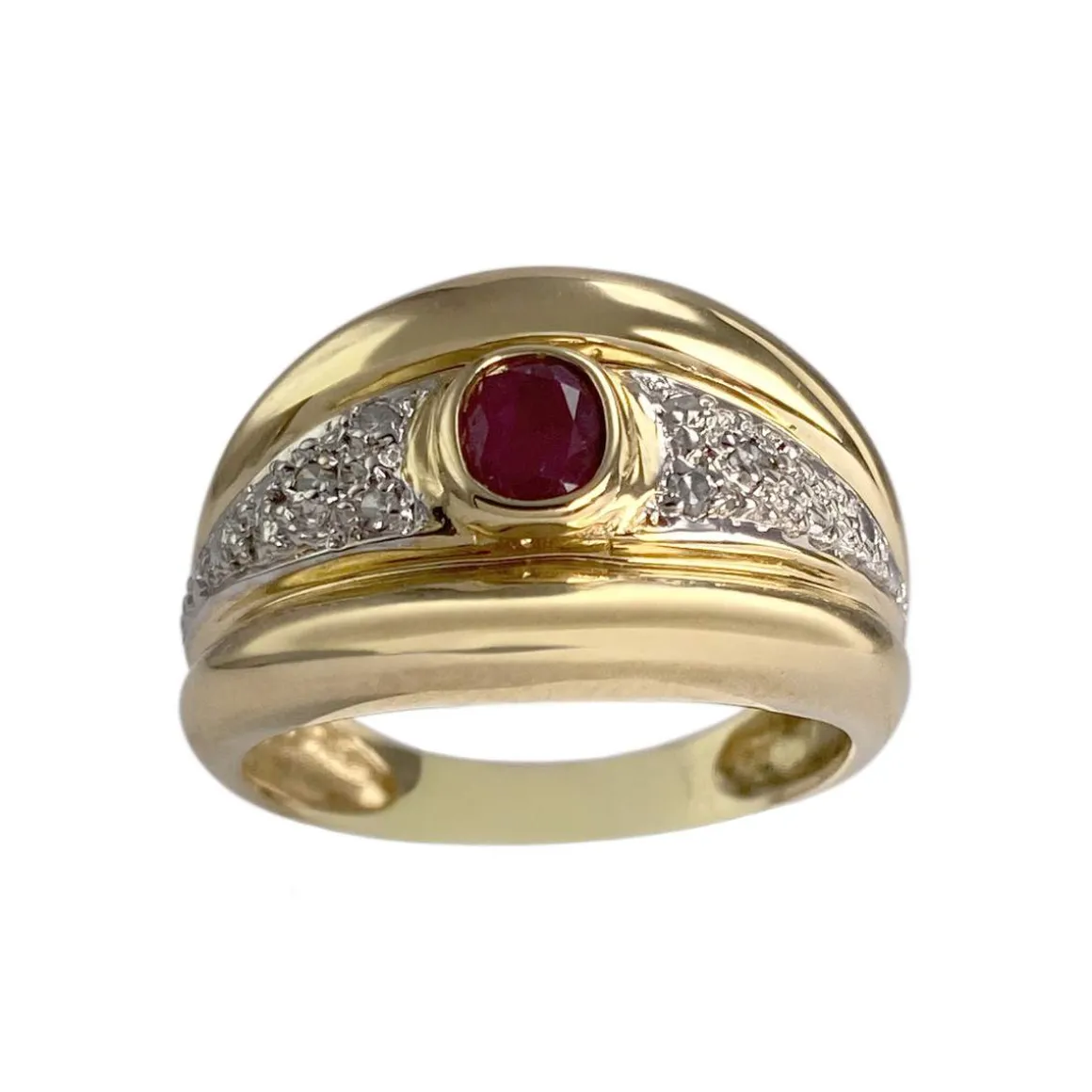 Bague d'occasion or 750 jaune rubis diamants