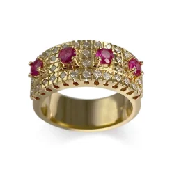 Bague d'occasion or 750 jaune rubis, diamants