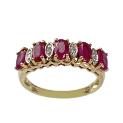 Bague d'occasion or 750 jaune rubis diamant