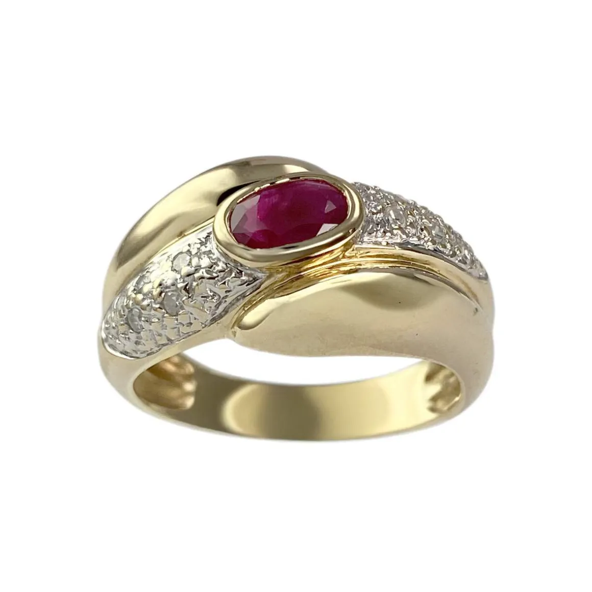 Bague d'occasion or 750 jaune rubis diamant