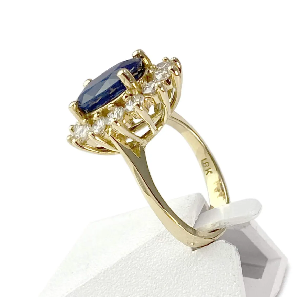 Bague d'occasion or 750 jaune saphir diamants