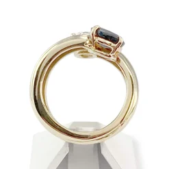 Bague d'occasion or 750 jaune saphir diamant