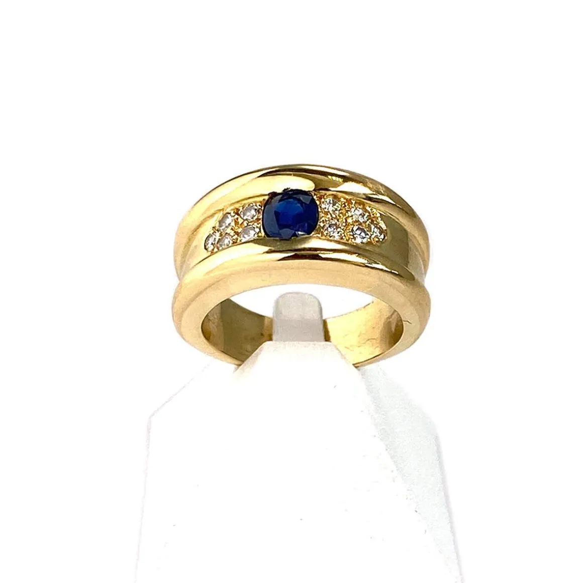 Bague d'occasion or 750 jaune saphir diamants