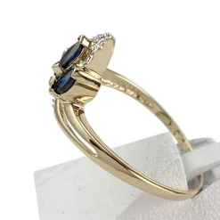 Bague d'occasion or 750 jaune saphir diamants