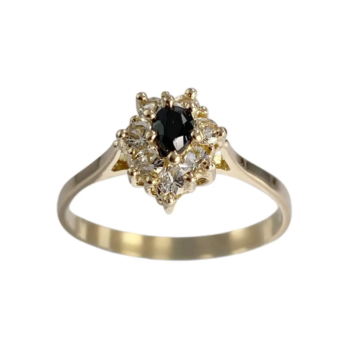 Bague d'occasion or 585 jaune saphirs synthétiques et saphir