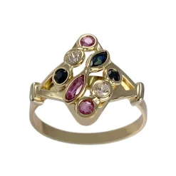 Bague d'occasion or 750 jaune saphir rubis zirconias