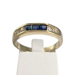 Bague d'occasion or 750 jaune saphirs diamants