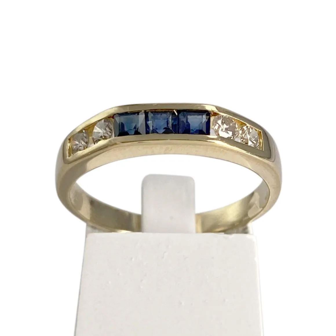 Bague d'occasion or 750 jaune saphirs diamants