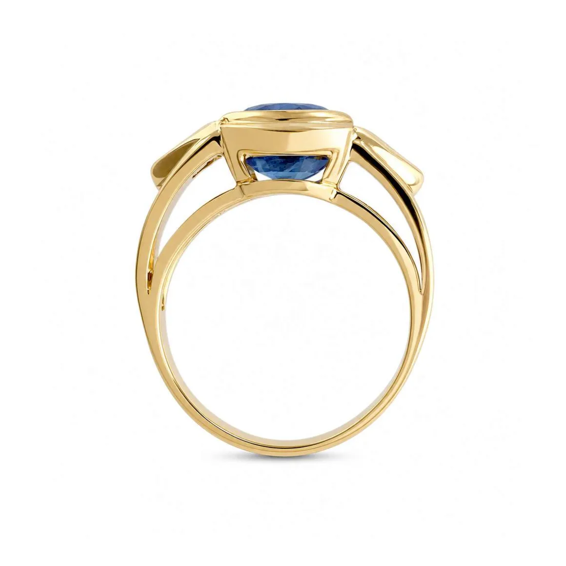 Bague d'occasion or 750 jaune saphir diamant
