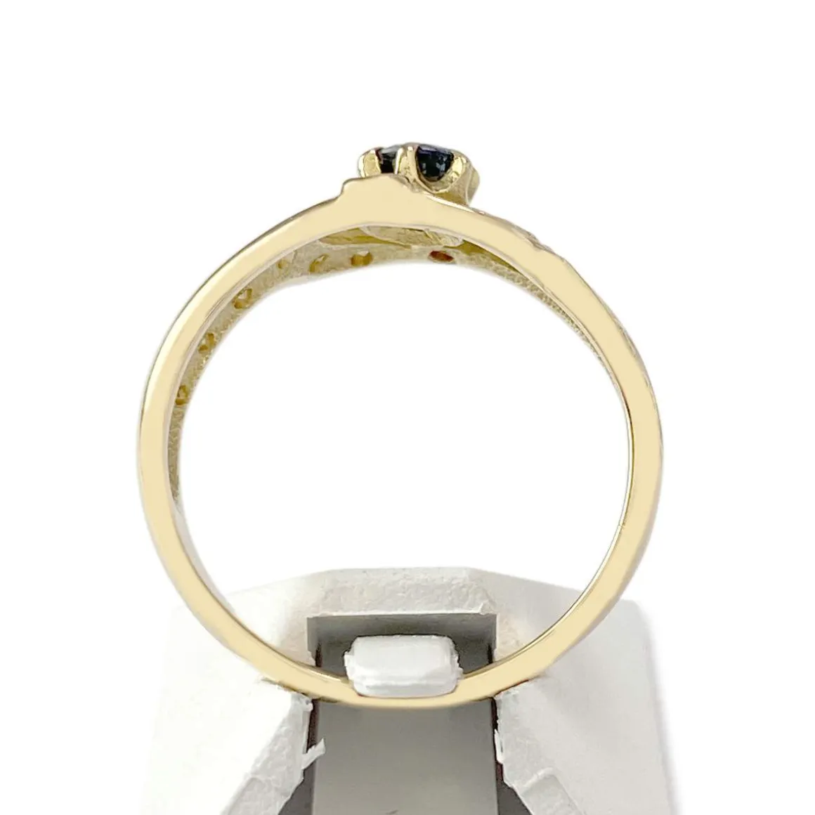 Bague d'occasion or 750 jaune saphir diamants