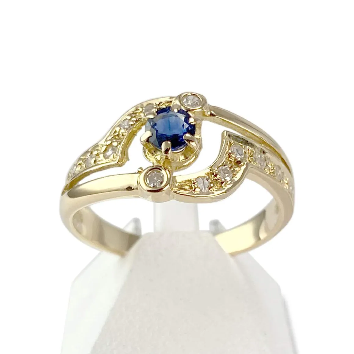 Bague d'occasion or 750 jaune saphir diamants