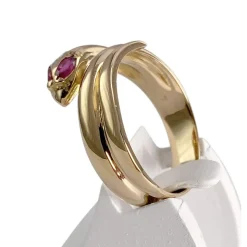 Bague d'occasion or 750 jaune serpent diamant rubis