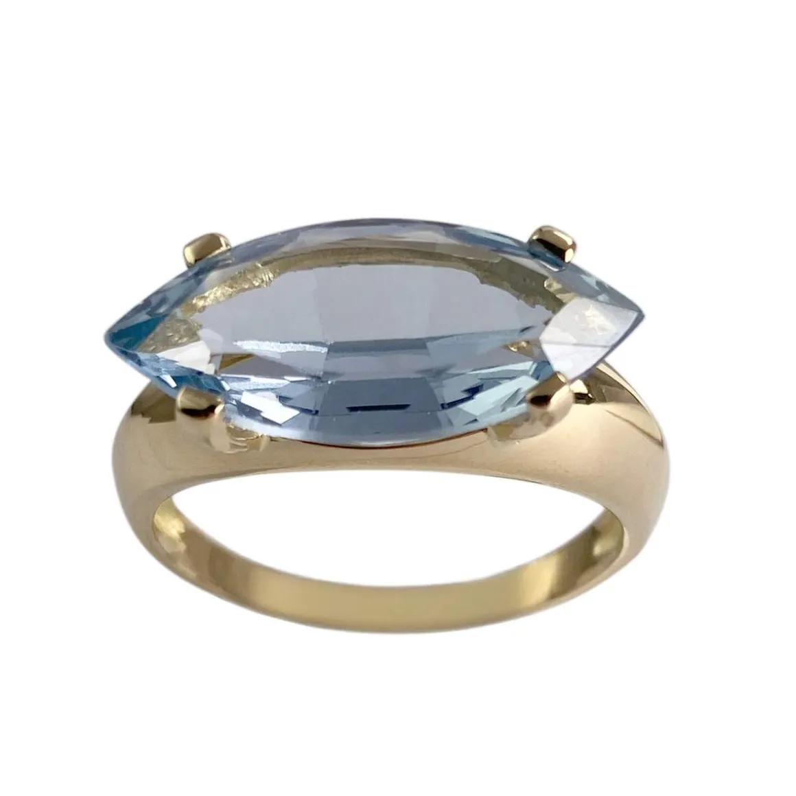 Bague d'occasion or 750 jaune spinelle synthétique