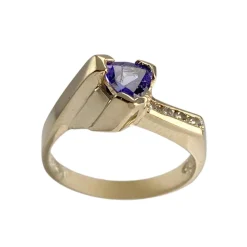 Bague d'occasion or 585 jaune tanzanite diamant