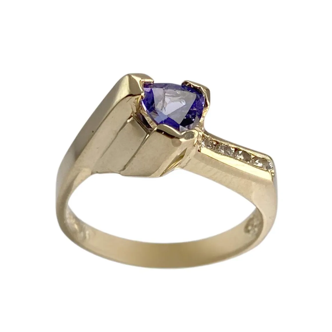 Bague d'occasion or 585 jaune tanzanite diamant