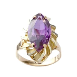 Bague d'occasion or 750 jaune 2tons corindon synthétique