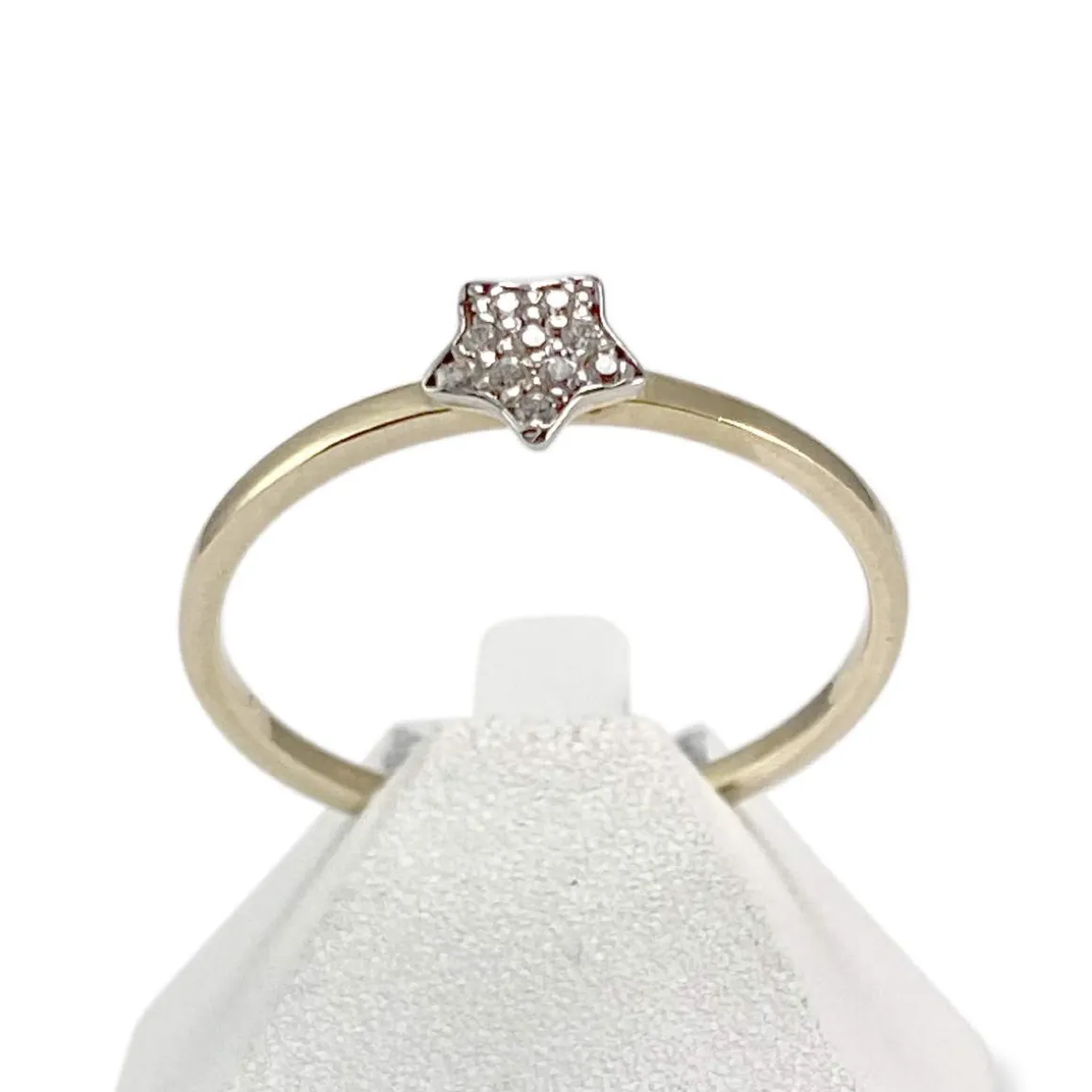 Bague d'occasion or 375 jaune 2 tons jaune et rhodié zirconias blancs
