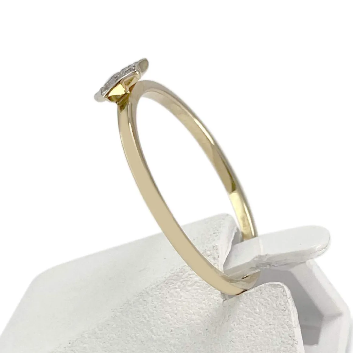 Bague d'occasion or 375 jaune 2 tons jaune et rhodié zirconias blancs