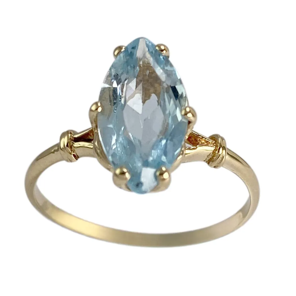 Bague d'occasion or 750 jaune topaze bleue traitée