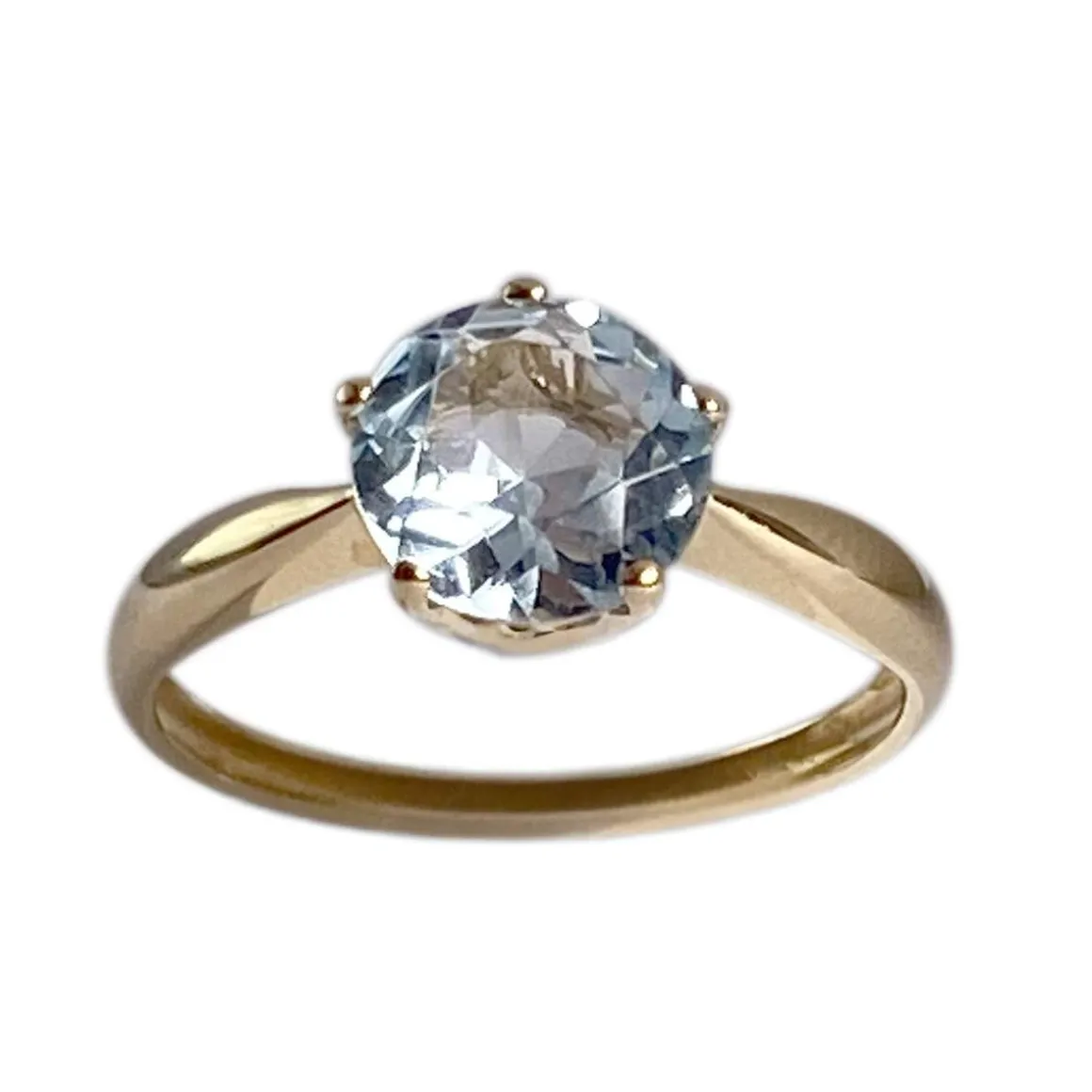 Bague d'occasion or 750 jaune topaze bleue traitée