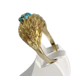 Bague d'occasion or 750 jaune turquoises diamant