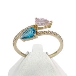 Bague d'occasion or 375 jaune zirconia