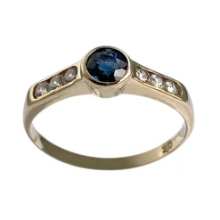 Bague d'occasion or 375 jaune zirconias saphir