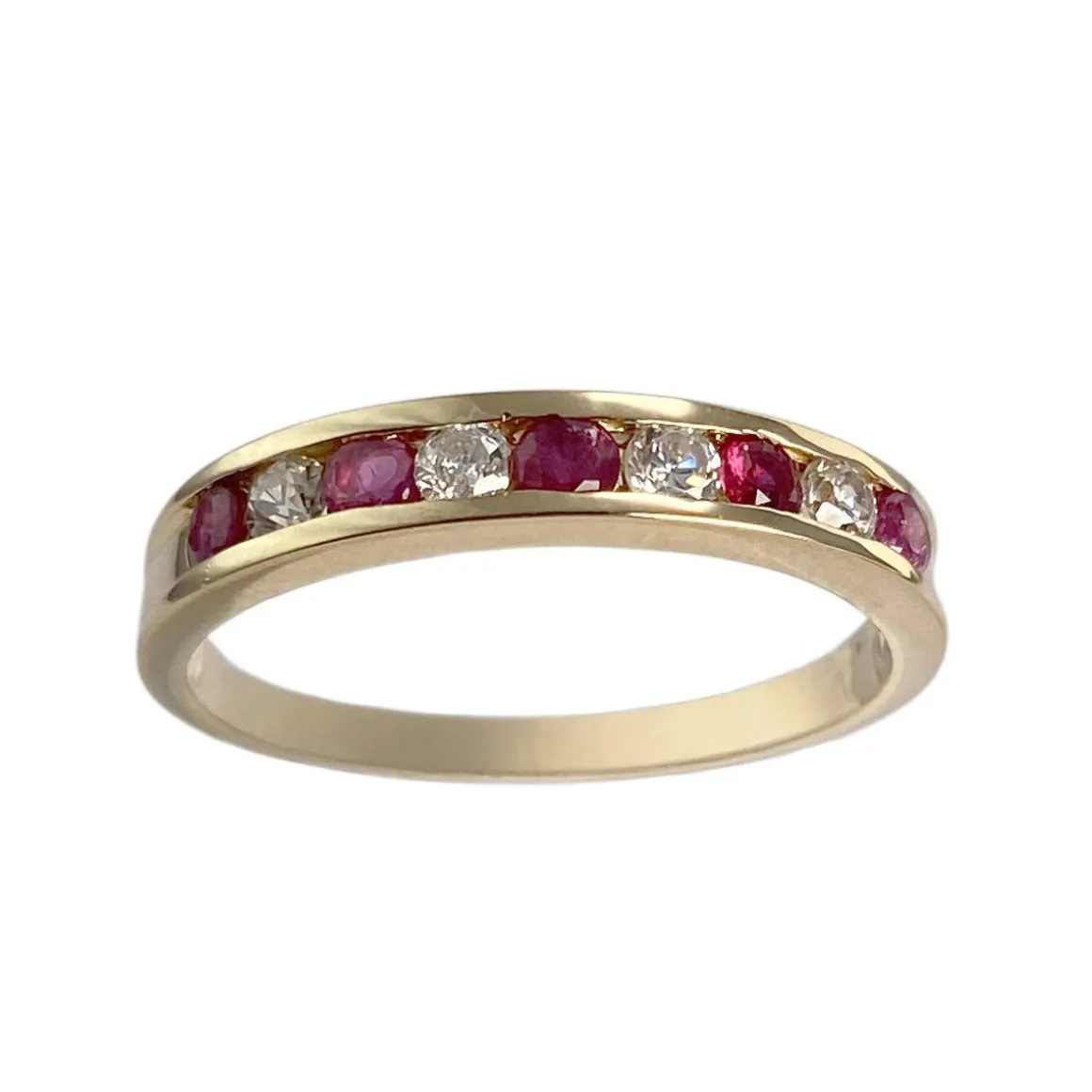 Bague d'occasion or 750 jaune zirconias rubis